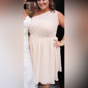 Alfred Angelo Bridesmaid or Formal Dress. Champagne color. Size 20W. 1 shoulder